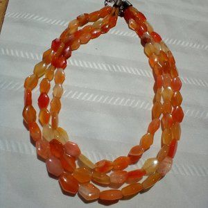 Jay King DTR 3 Strand Carnelian Gemstone Necklace 925 Sterling Silver, beautiful